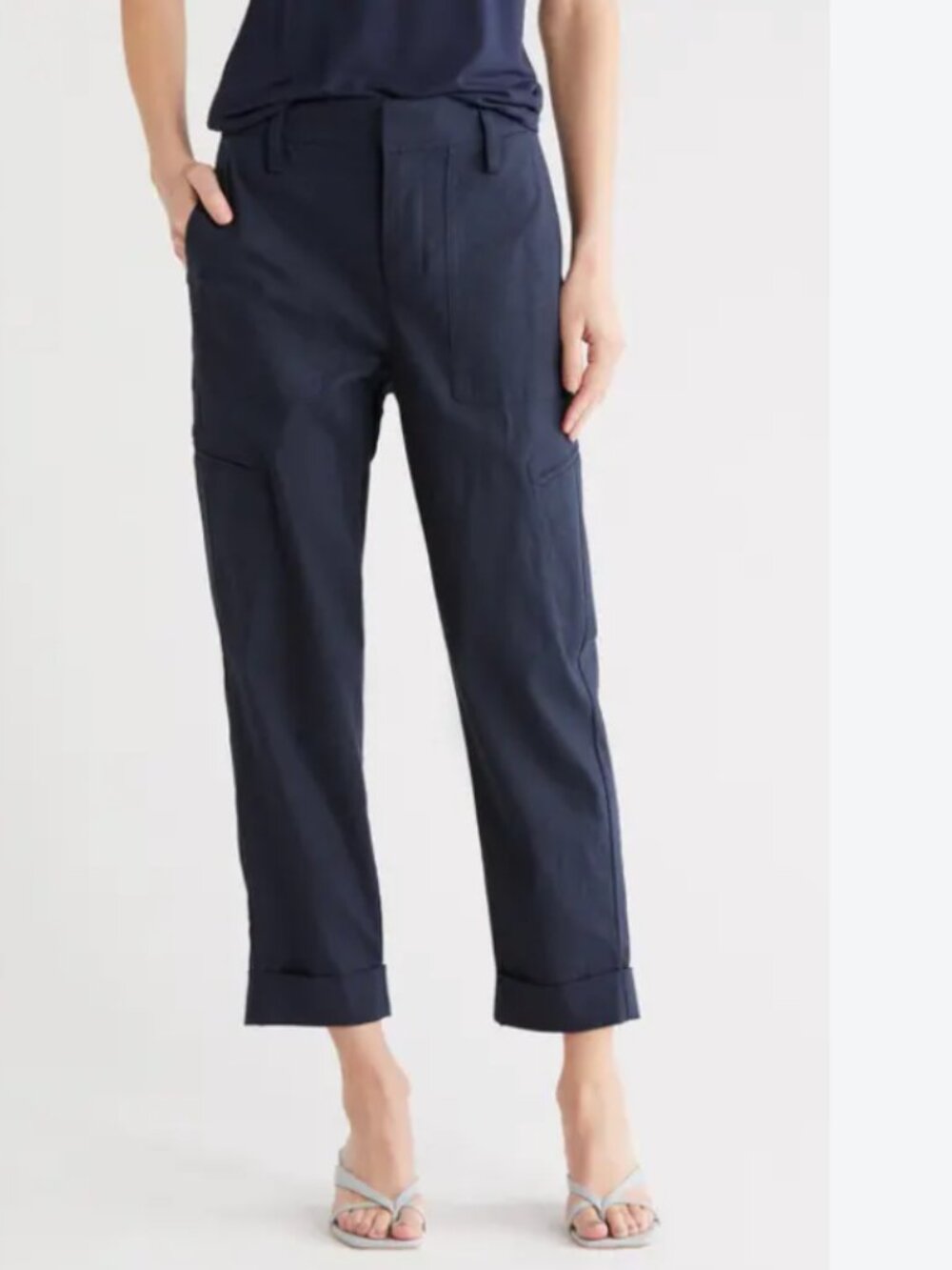 Vince Cuffed Coin Pocket Chino Trousers 100% Cotton Deep Navy Size 6